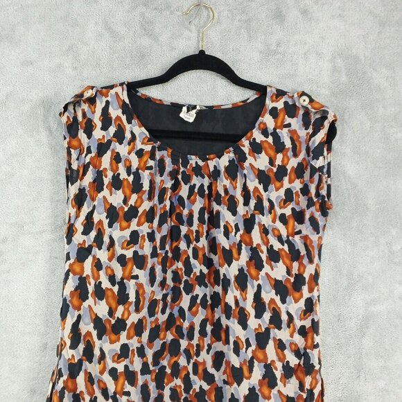 SIMONE D. Short Tank Dress Size M 100% Viscose Multicolor Print w/ Black Lining - Picture 2 of 14